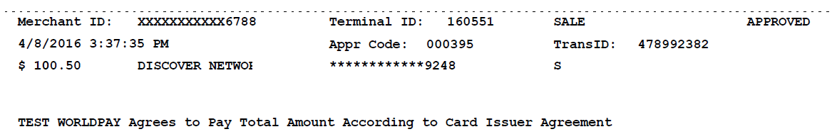 the printed electronic payment information for swiped credit cards.